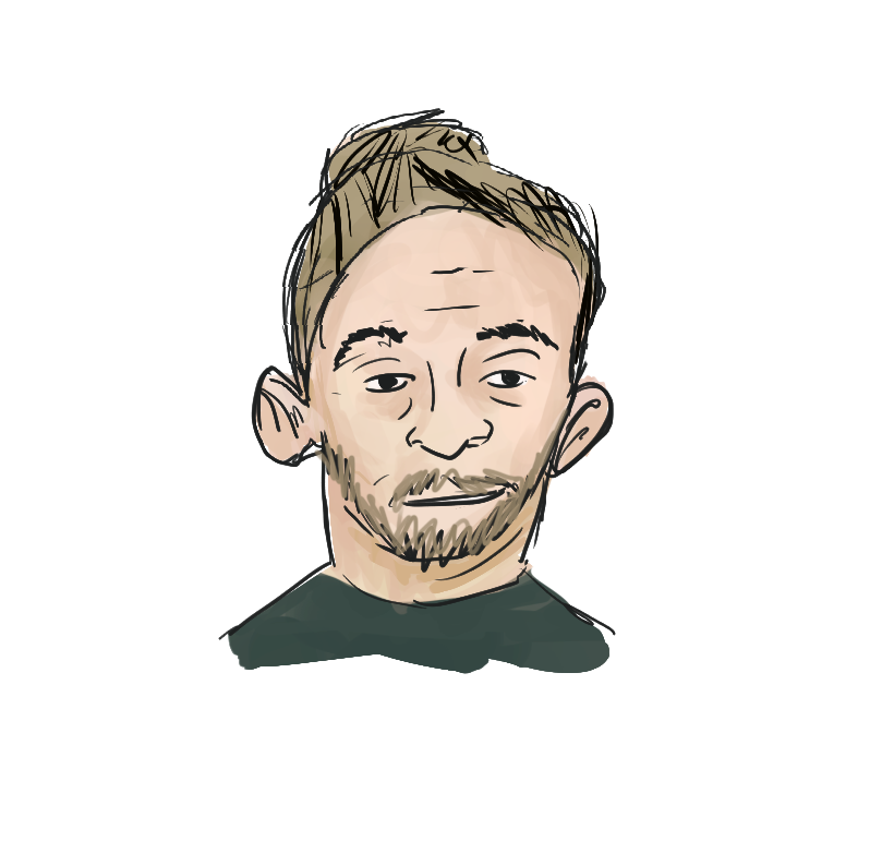 Illustrated self-portrait of Ivan Amad
